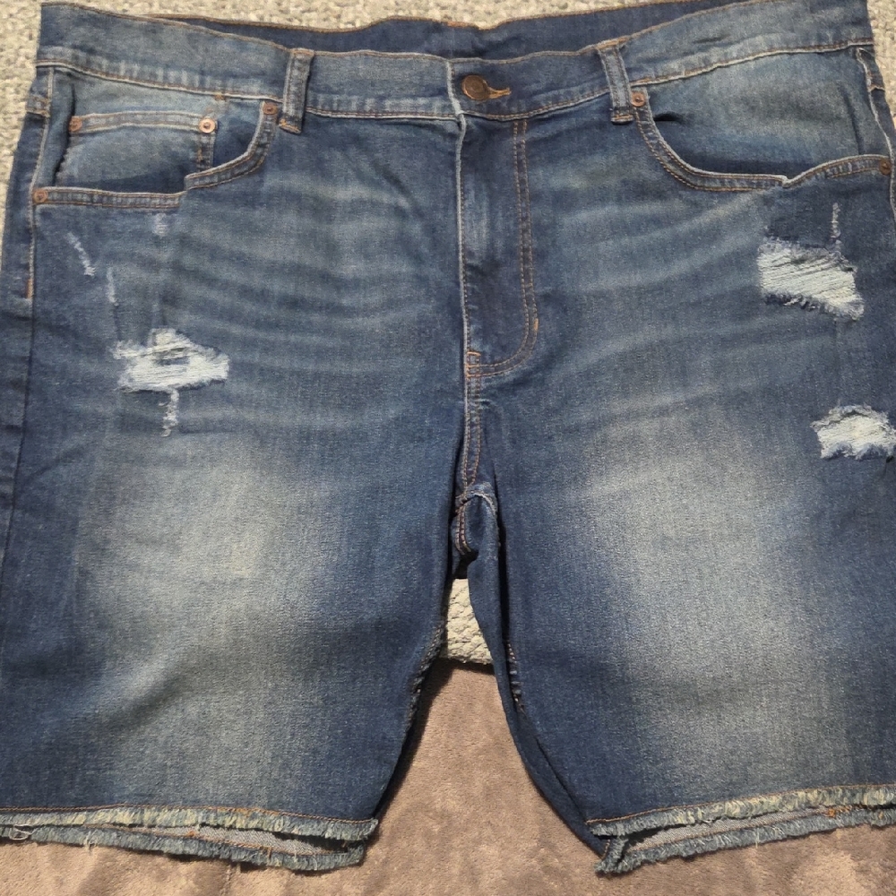George Distressed Blue Jean Shorts